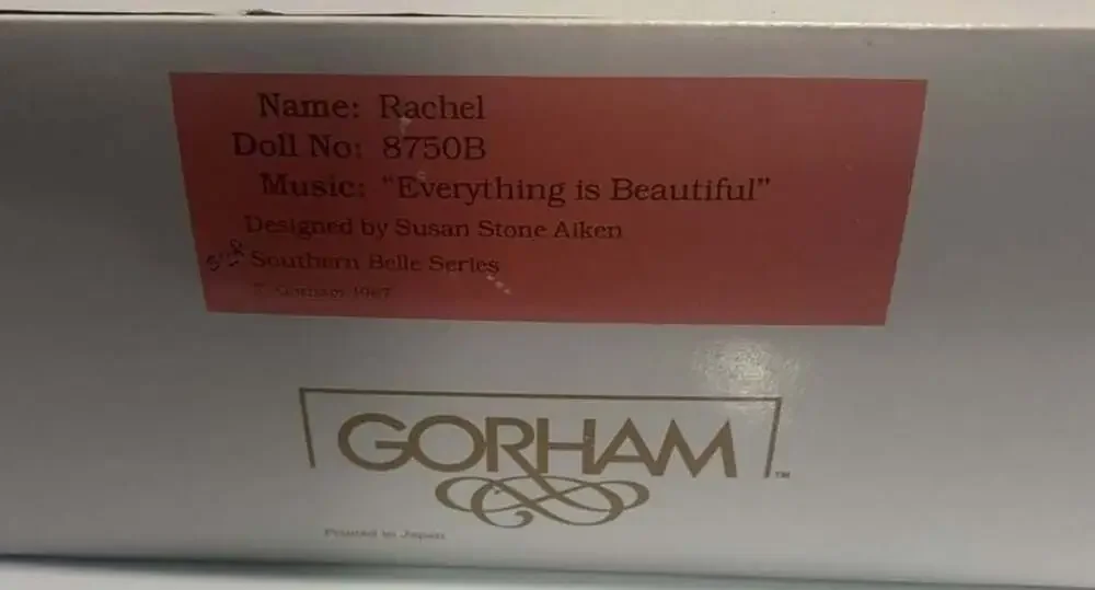 The Gorham Doll Collection Rachel Southern Belle Series Musical Porcelain Doll